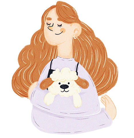 Ilustración de abrazo a mascota